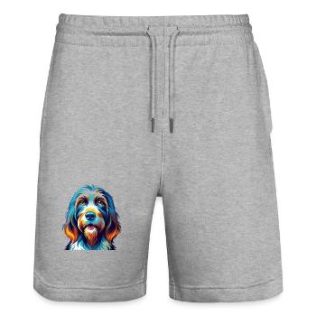 Basset Griffon Vendeen Hunderasse Karikatur Kawaii - Stanley/Stella Unisex Bio Joggingshorts Trainer  - Grau meliert - Vorne - Nik (191cm) & Marisol (170cm)