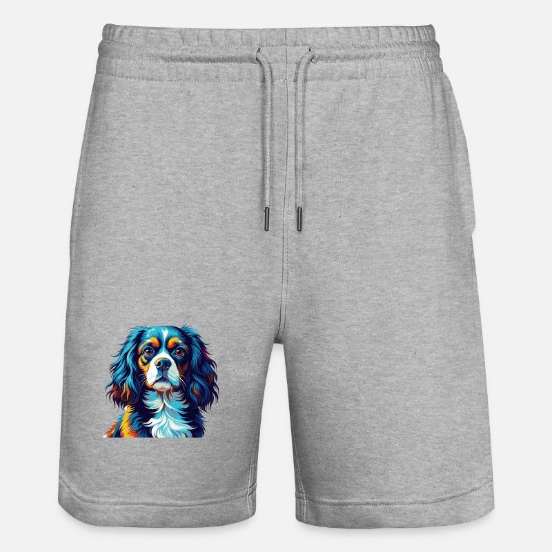 Cavalier King Charles Spaniel Hunderasse Karikatur - Stanley/Stella Unisex Bio Joggingshorts Trainer  - Grau meliert