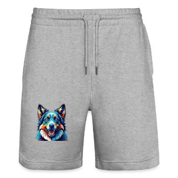 Garafian Shepherd Dog Breed Cartoon Kawaii - Stanley/Stella Trainer Unisex Organic Jogging Shorts - heather grey - Front - Nik (191cm) & Marisol (170cm)