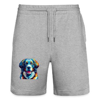 Kuvasz Race Chien Coloré Dessin Animé Kawaii - Short de jogging bio TRAINER Stanley/Stella unisexe - gris chiné - Devant - Nik (191cm) & Marisol (170cm)