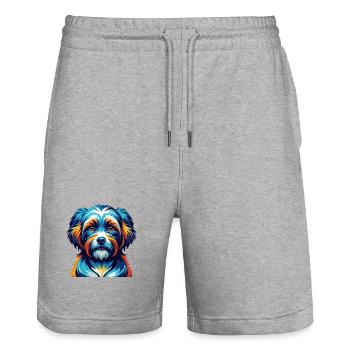 Race de chien havanais, dessin animé coloré, Kawaii - Short de jogging bio TRAINER Stanley/Stella unisexe - gris chiné - Devant - Nik (191cm) & Marisol (170cm)