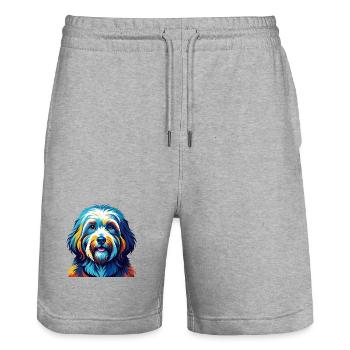 Coton De Tulear Chien Race Coloré Dessin Animé Kawaii - Short de jogging bio TRAINER Stanley/Stella unisexe - gris chiné - Devant - Nik (191cm) & Marisol (170cm)