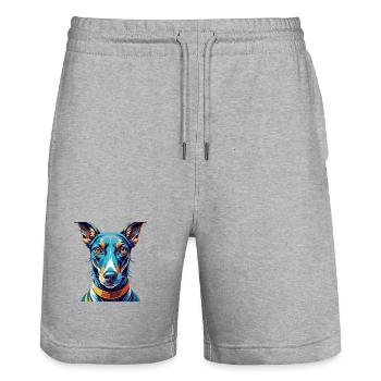 Rampur lévrier chien race coloré dessin animé Kawaii - Short de jogging bio TRAINER Stanley/Stella unisexe - gris chiné - Devant - Nik (191cm) & Marisol (170cm)