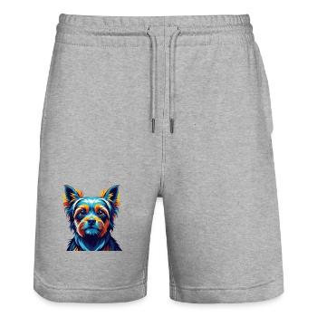 Perro De Presa Mallorquin Hunderasse Cartoon Kawaii - Stanley/Stella Unisex Bio Joggingshorts Trainer  - Grau meliert - Vorne - Nik (191cm) & Marisol (170cm)