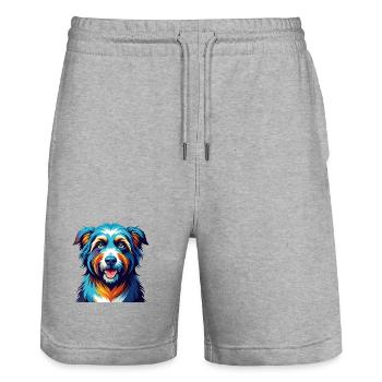 Romanian Sheepdog Breed Colorful Cartoon Kawaii - Stanley/Stella Trainer Unisex Organic Jogging Shorts - heather grey - Front - Nik (191cm) & Marisol (170cm)