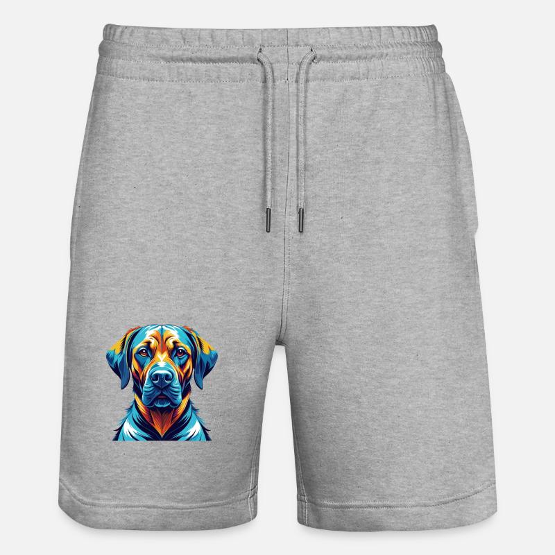 Rhodesian Ridgeback Hunderasse Karikatur Kawaii - Stanley/Stella Unisex Bio Joggingshorts Trainer - Grau meliert