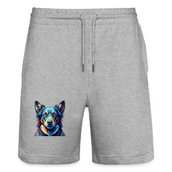 Uruguayen Cimarron Chien Race Dessin Animé Kawaii - Short de jogging bio TRAINER Stanley/Stella unisexe - gris chiné - Devant - Nik (191cm) & Marisol (170cm)