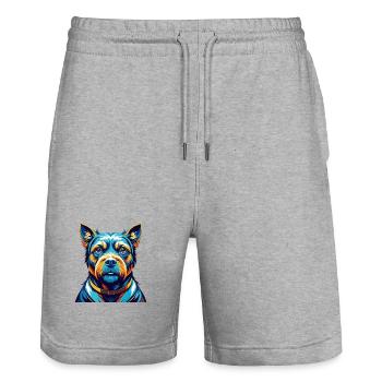 Tosa Hunderasse Buntes Aquarell Cartoon Kawaii - Stanley/Stella Unisex Bio Joggingshorts Trainer  - Grau meliert - Vorne - Nik (191cm) & Marisol (170cm)