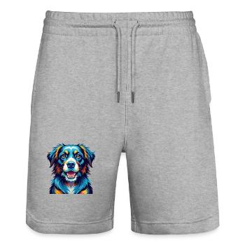 Saarlooswolfhond Dog Breed Colorful Cartoon Kawaii - Stanley/Stella Trainer Unisex Organic Jogging Shorts - heather grey - Front - Nik (191cm) & Marisol (170cm)
