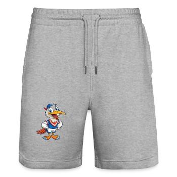 Storch Niedliche Zeichentrickfigur Kawaii Clipart - Stanley/Stella Unisex Bio Joggingshorts Trainer  - Grau meliert - Vorne - Nik (191cm) & Marisol (170cm)