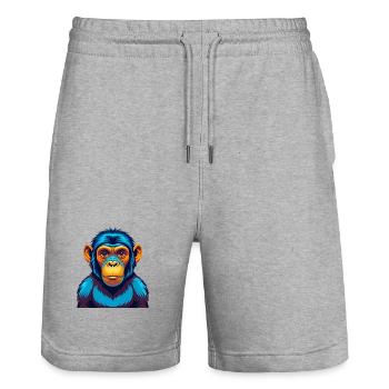 Bonobo Colorful Kawaii Cartoon Character Clipart - Stanley/Stella Trainer Unisex Organic Jogging Shorts - heather grey - Front - Nik (191cm) & Marisol (170cm)