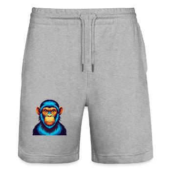 Schimpanse Bunte Kawaii Cartoon Figur Haustier - Stanley/Stella Unisex Bio Joggingshorts Trainer  - Grau meliert - Vorne - Nik (191cm) & Marisol (170cm)