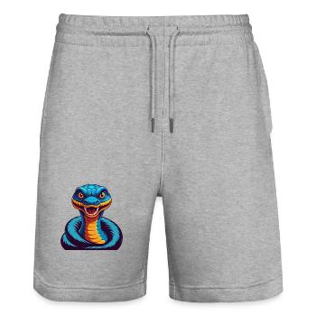 Anaconda Colorful Kawaii Cartoon Character Clipart - Stanley/Stella Trainer Unisex Organic Jogging Shorts - heather grey - Front - Nik (191cm) & Marisol (170cm)