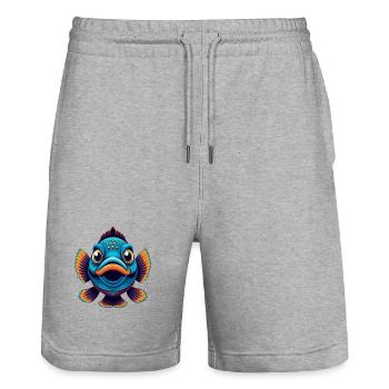 Fish Colorful Kawaii Cartoon Character Clipart - Stanley/Stella Trainer Unisex Organic Jogging Shorts - heather grey - Front - Nik (191cm) & Marisol (170cm)