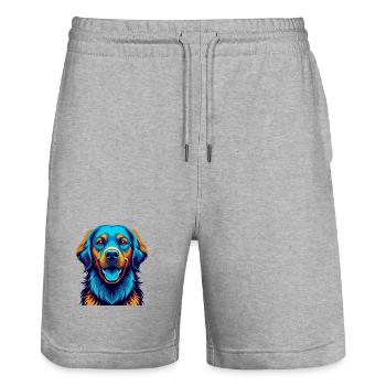 Golden Retriever Dog Colorful Kawaii Cartoon Pet - Stanley/Stella Trainer Unisex Organic Jogging Shorts - heather grey - Front - Nik (191cm) & Marisol (170cm)