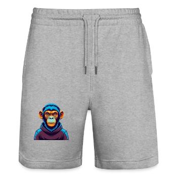Monkey Colorful Kawaii Cartoon Character Clipart - Stanley/Stella Trainer Unisex Organic Jogging Shorts - heather grey - Front - Nik (191cm) & Marisol (170cm)