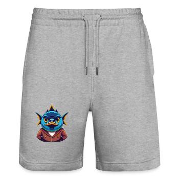 Thunfisch Bunte Kawaii Cartoon Figur Clipart - Stanley/Stella Unisex Bio Joggingshorts Trainer  - Grau meliert - Vorne - Nik (191cm) & Marisol (170cm)