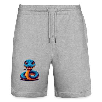 Schlange Bunte Kawaii Cartoon Figur Clipart - Stanley/Stella Unisex Bio Joggingshorts Trainer  - Grau meliert - Vorne - Nik (191cm) & Marisol (170cm)