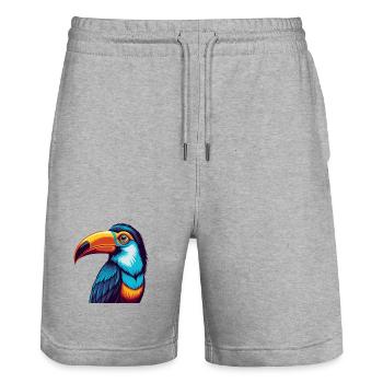 Toucan Colorful Kawaii Cartoon Character Clipart - Stanley/Stella Trainer Unisex Organic Jogging Shorts - heather grey - Front - Nik (191cm) & Marisol (170cm)