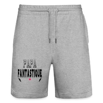 Papa Fantastique - Short de jogging bio TRAINER Stanley/Stella unisexe - gris chiné - Devant - Nik (191cm) & Marisol (170cm)