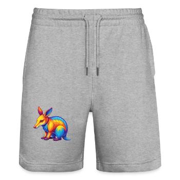 Aardvark coloré Kawaii Dessin animé Personnage Clipart - Short de jogging bio TRAINER Stanley/Stella unisexe - gris chiné - Devant - Nik (191cm) & Marisol (170cm)