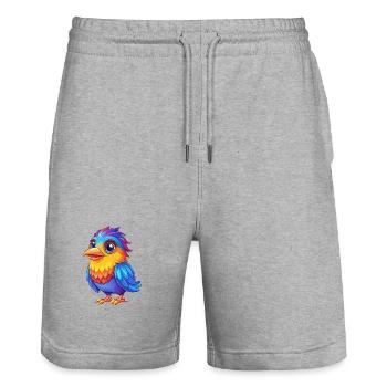 oiseau coloré kawaii dessin animé personnage clipart - Short de jogging bio TRAINER Stanley/Stella unisexe - gris chiné - Devant - Nik (191cm) & Marisol (170cm)
