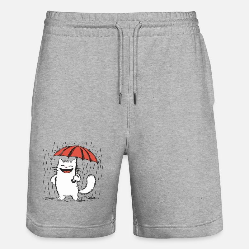 Chat heureux sous la pluie - Short de jogging bio TRAINER Stanley/Stella unisexe - gris chiné