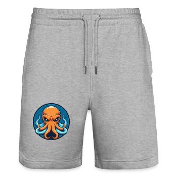Octopus Cute Funny Kawaii Cartoon Animal Pet Logo - Stanley/Stella Trainer Unisex Organic Jogging Shorts - heather grey - Front - Nik (191cm) & Marisol (170cm)