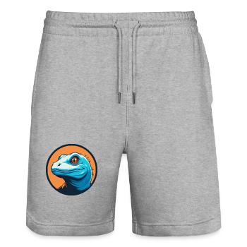 Eidechse Niedliche Kawaii Cartoon Clipart Tier Haustier Logo - Stanley/Stella Unisex Bio Joggingshorts Trainer  - Grau meliert - Vorne - Nik (191cm) & Marisol (170cm)