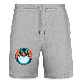 Pinguin süße lustige Kawaii Cartoon Tier Haustier Logo - Stanley/Stella Unisex Bio Joggingshorts Trainer  - Grau meliert - Vorne - Nik (191cm) & Marisol (170cm)