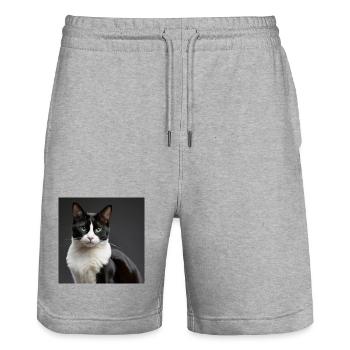 chat - Short de jogging bio TRAINER Stanley/Stella unisexe - gris chiné - Devant - Nik (191cm) & Marisol (170cm)