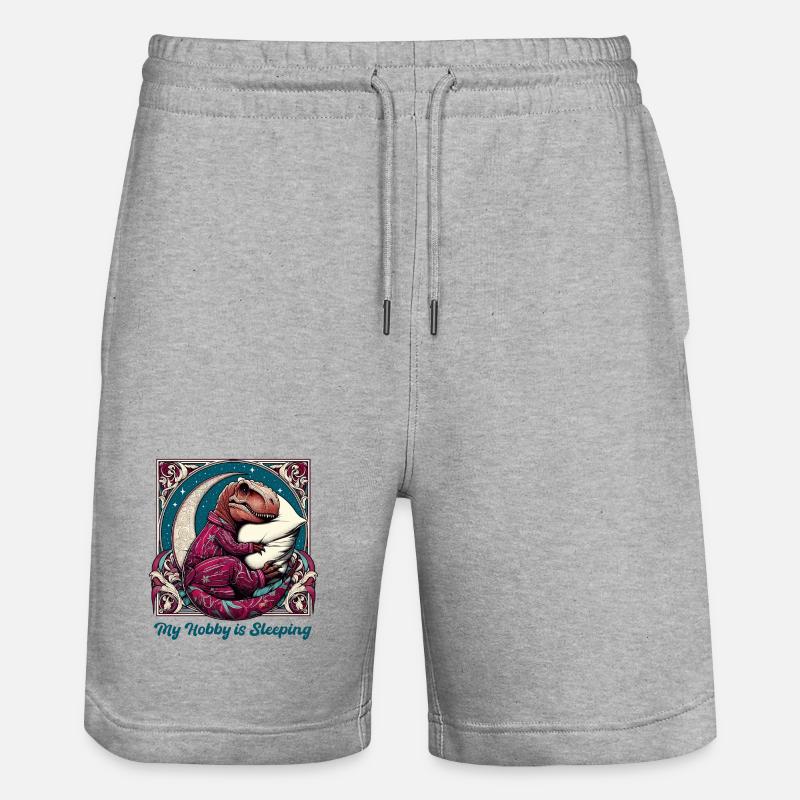 T-Rex Sleeping Hobby Cadeau - Short de jogging bio TRAINER Stanley/Stella unisexe - gris chiné