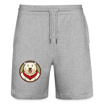 ours polaire coloré kawaii dessin animé personnage animal de compagnie - Short de jogging bio TRAINER Stanley/Stella unisexe - gris chiné - Devant - Nik (191cm) & Marisol (170cm)