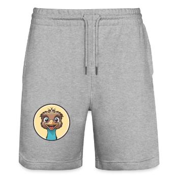 Emu Kawaii Cartoon Character Animal Pet Face - Stanley/Stella Trainer Unisex Organic Jogging Shorts - heather grey - Front - Nik (191cm) & Marisol (170cm)