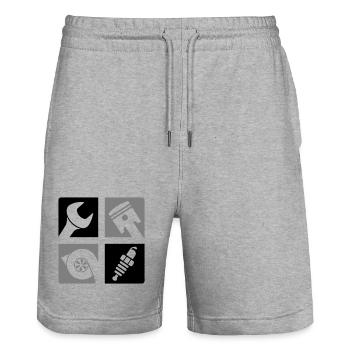 Wrench Piston Turbo Spark Plug Emblem - Stanley/Stella Trainer Unisex Organic Jogging Shorts - heather grey - Front - Nik (191cm) & Marisol (170cm)