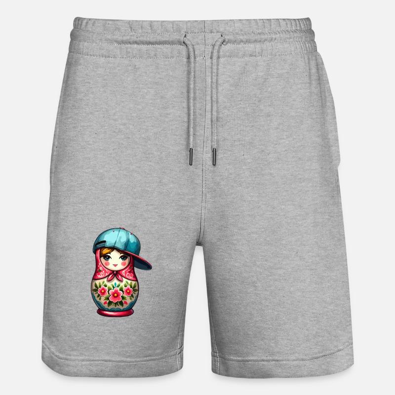 Matriochka Cool Cap Cadeau - Short de jogging bio TRAINER Stanley/Stella unisexe - gris chiné