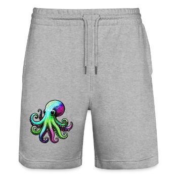 Octopus - Stanley/Stella Trainer Unisex Organic Jogging Shorts - heather grey - Front - Nik (191cm) & Marisol (170cm)