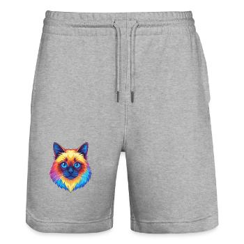 Birman Chat Race Dessin Animé Kawaii Animal Pet - Short de jogging bio TRAINER Stanley/Stella unisexe - gris chiné - Devant - Nik (191cm) & Marisol (170cm)
