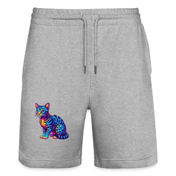 Ocicat Chat Race Dessin Animé Kawaii Animal Pet - Short de jogging bio TRAINER Stanley/Stella unisexe - gris chiné - Devant - Nik (191cm) & Marisol (170cm)