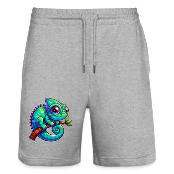 Caméléon - Short de jogging bio TRAINER Stanley/Stella unisexe - gris chiné - Devant - Nik (191cm) & Marisol (170cm)