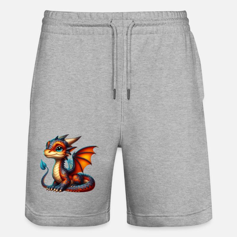 Drache - Stanley/Stella Unisex Bio Joggingshorts Trainer  - Grau meliert
