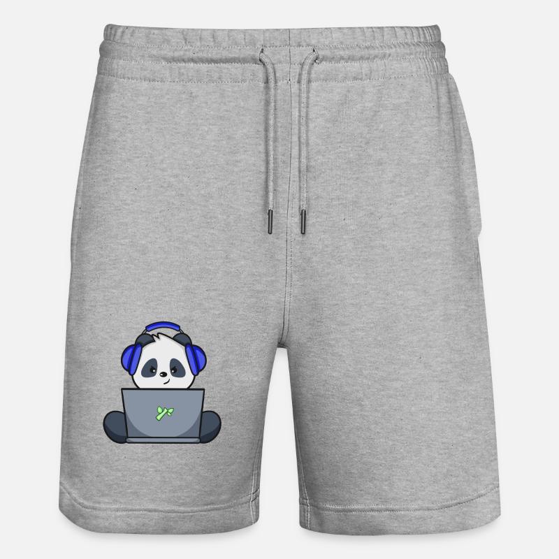 Gaming Panda avec casque bleu - Short de jogging bio TRAINER Stanley/Stella unisexe - gris chiné