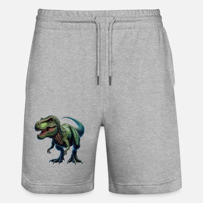 Dinosaurier - Stanley/Stella Unisex Bio Joggingshorts Trainer - Grau meliert