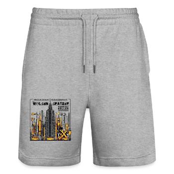 Auch Wolkenkratzer haben als Keller angefangen - Stanley/Stella Unisex Bio Joggingshorts Trainer  - Grau meliert - Vorne - Nik (191cm) & Marisol (170cm)