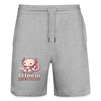 Axolotl Pelmeni gehen immer Geschenk - Stanley/Stella Unisex Bio Joggingshorts Trainer  - Grau meliert - Vorne - Nik (191cm) & Marisol (170cm)