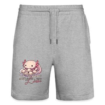 Axolotl Pelmeni Teller Liebe Geschenk - Stanley/Stella Unisex Bio Joggingshorts Trainer  - Grau meliert - Vorne - Nik (191cm) & Marisol (170cm)