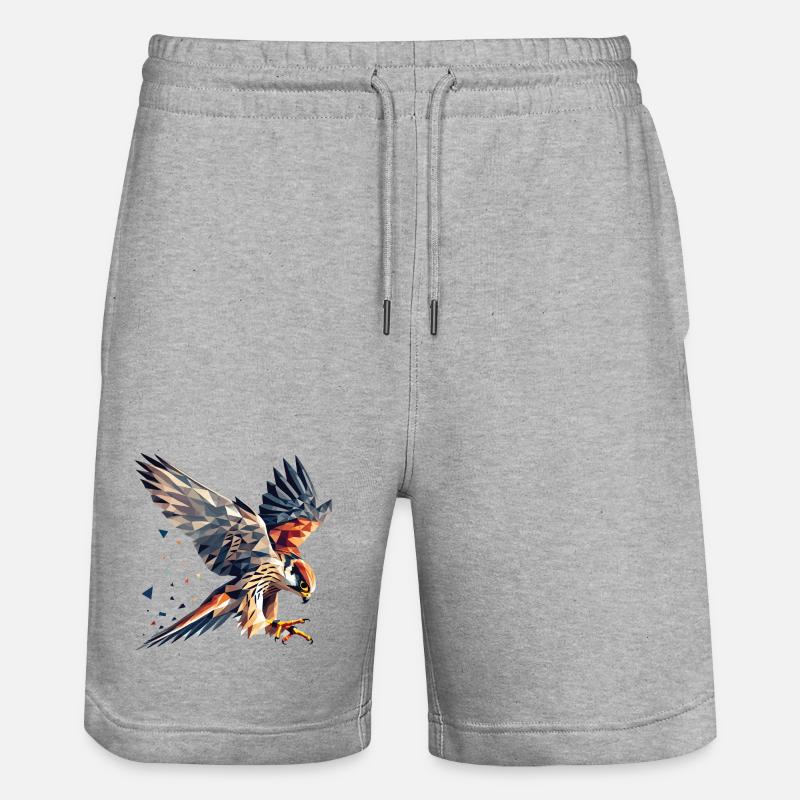 Faucon oiseau de proie style polygone - Short de jogging bio TRAINER Stanley/Stella unisexe - gris chiné