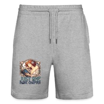 Chapter Book Books Beautiful Woman Reading Gift - Stanley/Stella Trainer Unisex Organic Jogging Shorts - heather grey - Front - Nik (191cm) & Marisol (170cm)