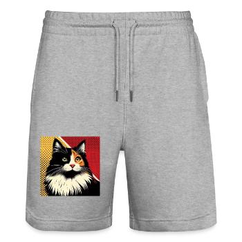 Catégorie 1 2 - Short de jogging bio TRAINER Stanley/Stella unisexe - gris chiné - Devant - Nik (191cm) & Marisol (170cm)