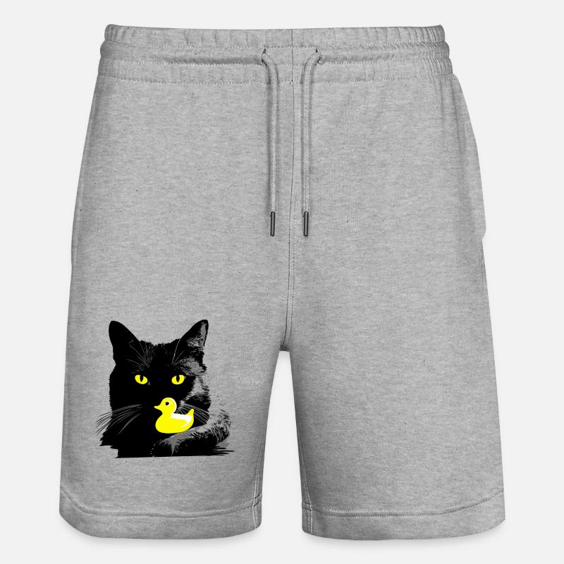 Chat noir avec canard couinant - Short de jogging bio TRAINER Stanley/Stella unisexe - gris chiné